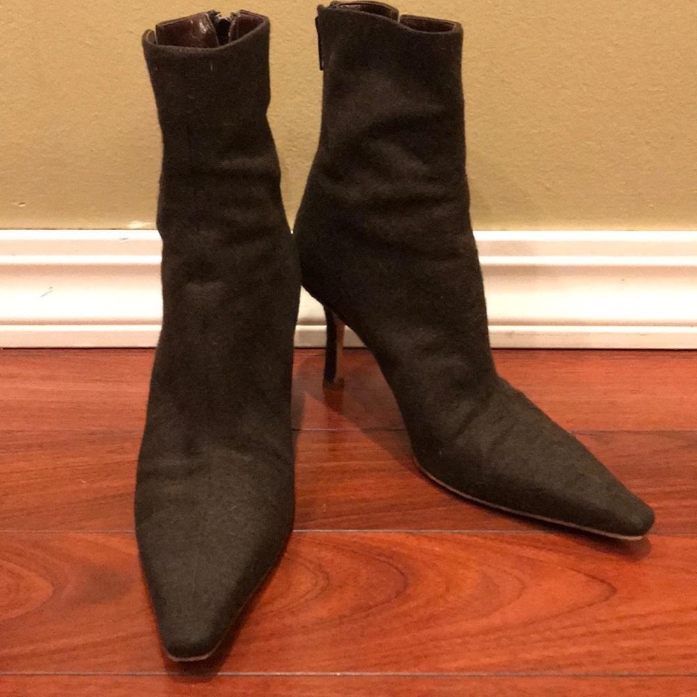 Jimmy Choo Dark Brown Suede Pointed Toe Ankle Boots